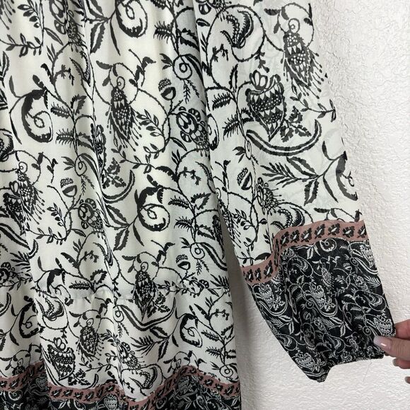 Lovestitch Mixed Print Floral Boho Black White Women’s Dress Size Medium Artsy - Picture 5 of 8